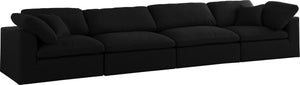 Serene Linen Textured Fabric / Down / Polyester / Engineered Wood Contemporary Black Linen Textured Fabric Deluxe Cloud-Like Comfort Modular Sofa - 158" W x 40" D x 32" H