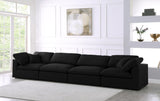 Serene Linen Textured Fabric / Down / Polyester / Engineered Wood Contemporary Black Linen Textured Fabric Deluxe Cloud-Like Comfort Modular Sofa - 158" W x 40" D x 32" H
