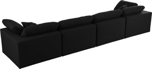 Serene Linen Textured Fabric / Down / Polyester / Engineered Wood Contemporary Black Linen Textured Fabric Deluxe Cloud-Like Comfort Modular Sofa - 158" W x 40" D x 32" H