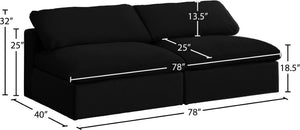 Serene Linen Textured Fabric / Down / Polyester / Engineered Wood Contemporary Black Linen Textured Fabric Deluxe Cloud-Like Comfort Modular Armless Sofa - 78" W x 40" D x 32" H