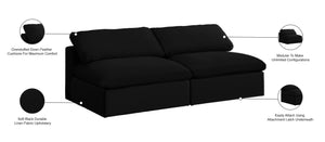 Serene Linen Textured Fabric / Down / Polyester / Engineered Wood Contemporary Black Linen Textured Fabric Deluxe Cloud-Like Comfort Modular Armless Sofa - 78" W x 40" D x 32" H