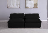 Serene Linen Textured Fabric / Down / Polyester / Engineered Wood Contemporary Black Linen Textured Fabric Deluxe Cloud-Like Comfort Modular Armless Sofa - 78" W x 40" D x 32" H