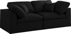 Serene Linen Textured Fabric / Down / Polyester / Engineered Wood Contemporary Black Linen Textured Fabric Deluxe Cloud-Like Comfort Modular Sofa - 80" W x 40" D x 32" H