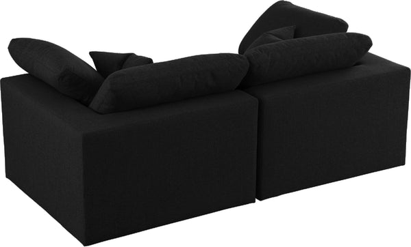Serene Linen Textured Fabric / Down / Polyester / Engineered Wood Contemporary Black Linen Textured Fabric Deluxe Cloud-Like Comfort Modular Sofa - 80" W x 40" D x 32" H