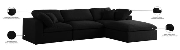 Serene Linen Textured Fabric / Down / Polyester / Engineered Wood Contemporary Black Linen Textured Fabric Deluxe Cloud-Like Comfort Modular Sectional - 119" W x 80" D x 32" H