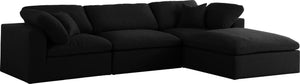 Serene Linen Textured Fabric / Down / Polyester / Engineered Wood Contemporary Black Linen Textured Fabric Deluxe Cloud-Like Comfort Modular Sectional - 119" W x 80" D x 32" H