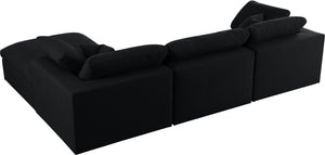 Serene Linen Textured Fabric / Down / Polyester / Engineered Wood Contemporary Black Linen Textured Fabric Deluxe Cloud-Like Comfort Modular Sectional - 119" W x 80" D x 32" H