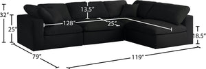 Serene Linen Textured Fabric / Down / Polyester / Engineered Wood Contemporary Black Linen Textured Fabric Deluxe Cloud-Like Comfort Modular Sectional - 119" W x 79" D x 32" H