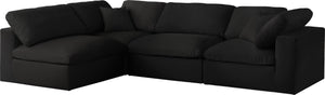 Serene Linen Textured Fabric / Down / Polyester / Engineered Wood Contemporary Black Linen Textured Fabric Deluxe Cloud-Like Comfort Modular Sectional - 119" W x 79" D x 32" H