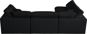 Serene Linen Textured Fabric / Down / Polyester / Engineered Wood Contemporary Black Linen Textured Fabric Deluxe Cloud-Like Comfort Modular Sectional - 119" W x 79" D x 32" H
