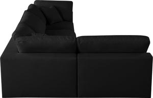Serene Linen Textured Fabric / Down / Polyester / Engineered Wood Contemporary Black Linen Textured Fabric Deluxe Cloud-Like Comfort Modular Sectional - 119" W x 79" D x 32" H