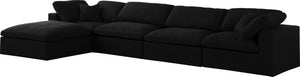 Serene Linen Textured Fabric / Down / Polyester / Engineered Wood Contemporary Black Linen Textured Fabric Deluxe Cloud-Like Comfort Modular Sectional - 158" W x 80" D x 32" H