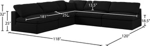 Serene Linen Textured Fabric / Down / Polyester / Engineered Wood Contemporary Black Linen Textured Fabric Deluxe Cloud-Like Comfort Modular Sectional - 118" W x 120" D x 32" H