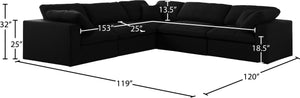 Serene Linen Textured Fabric / Down / Polyester / Engineered Wood Contemporary Black Linen Textured Fabric Deluxe Cloud-Like Comfort Modular Sectional - 119" W x 120" D x 32" H