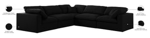 Serene Linen Textured Fabric / Down / Polyester / Engineered Wood Contemporary Black Linen Textured Fabric Deluxe Cloud-Like Comfort Modular Sectional - 119" W x 120" D x 32" H