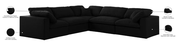 Serene Linen Textured Fabric / Down / Polyester / Engineered Wood Contemporary Black Linen Textured Fabric Deluxe Cloud-Like Comfort Modular Sectional - 119" W x 120" D x 32" H