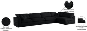 Serene Linen Textured Fabric / Down / Polyester / Engineered Wood Contemporary Black Linen Textured Fabric Deluxe Cloud-Like Comfort Modular Sectional - 158" W x 79" D x 32" H