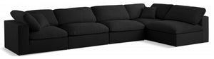 Serene Linen Textured Fabric / Down / Polyester / Engineered Wood Contemporary Black Linen Textured Fabric Deluxe Cloud-Like Comfort Modular Sectional - 158" W x 79" D x 32" H