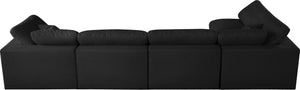 Serene Linen Textured Fabric / Down / Polyester / Engineered Wood Contemporary Black Linen Textured Fabric Deluxe Cloud-Like Comfort Modular Sectional - 158" W x 79" D x 32" H