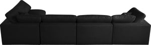 Serene Linen Textured Fabric / Down / Polyester / Engineered Wood Contemporary Black Linen Textured Fabric Deluxe Cloud-Like Comfort Modular Sectional - 158" W x 79" D x 32" H