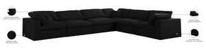 Serene Linen Textured Fabric / Down / Polyester / Engineered Wood Contemporary Black Linen Textured Fabric Deluxe Cloud-Like Comfort Modular Sectional - 158" W x 120" D x 32" H