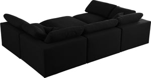 Serene Linen Textured Fabric / Down / Polyester / Engineered Wood Contemporary Black Linen Textured Fabric Deluxe Cloud-Like Comfort Modular Sectional - 119" W x 80" D x 32" H