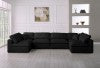 Serene Linen Textured Fabric / Down / Polyester / Engineered Wood Contemporary Black Linen Textured Fabric Deluxe Cloud-Like Comfort Modular Sectional - 158" W x 79" D x 32" H