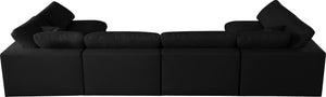 Serene Linen Textured Fabric / Down / Polyester / Engineered Wood Contemporary Black Linen Textured Fabric Deluxe Cloud-Like Comfort Modular Sectional - 158" W x 79" D x 32" H