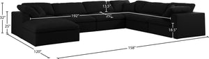 Serene Linen Textured Fabric / Down / Polyester / Engineered Wood Contemporary Black Linen Textured Fabric Deluxe Cloud-Like Comfort Modular Sectional - 158" W x 120" D x 32" H