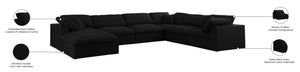 Serene Linen Textured Fabric / Down / Polyester / Engineered Wood Contemporary Black Linen Textured Fabric Deluxe Cloud-Like Comfort Modular Sectional - 158" W x 120" D x 32" H