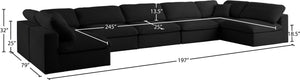 Serene Linen Textured Fabric / Down / Polyester / Engineered Wood Contemporary Black Linen Textured Fabric Deluxe Cloud-Like Comfort Modular Sectional - 197" W x 79" D x 32" H