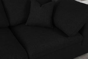 Serene Linen Textured Fabric / Down / Polyester / Engineered Wood Contemporary Black Linen Textured Fabric Deluxe Cloud-Like Comfort Modular Sectional - 197" W x 79" D x 32" H