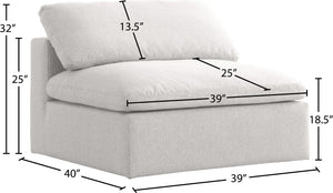 Serene Linen Textured Fabric / Down / Polyester / Engineered Wood Contemporary Cream Linen Textured Fabric Deluxe Cloud-Like Comfort Armless Chair - 39" W x 40" D x 32" H