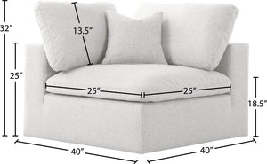 Serene Linen Textured Fabric / Down / Polyester / Engineered Wood Contemporary Cream Linen Textured Fabric Deluxe Cloud-Like Comfort Corner Chair - 40" W x 40" D x 32" H