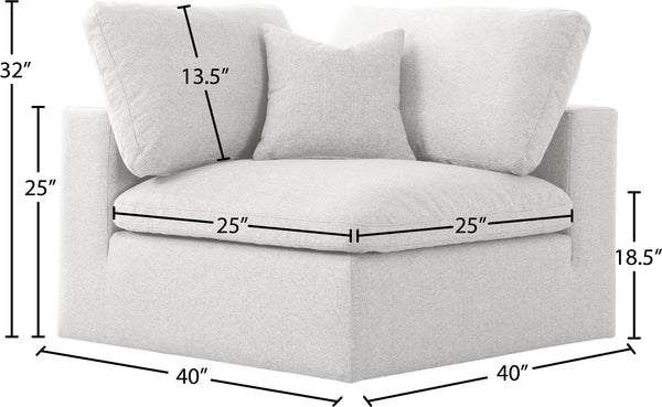 Serene Linen Textured Fabric / Down / Polyester / Engineered Wood Contemporary Cream Linen Textured Fabric Deluxe Cloud-Like Comfort Corner Chair - 40" W x 40" D x 32" H