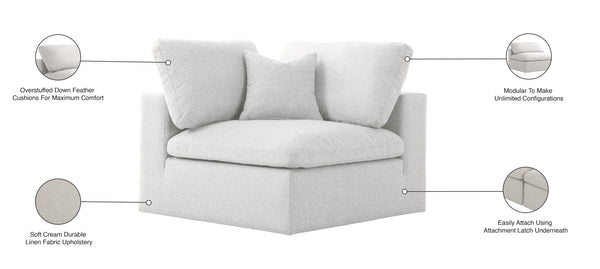 Serene Linen Textured Fabric / Down / Polyester / Engineered Wood Contemporary Cream Linen Textured Fabric Deluxe Cloud-Like Comfort Corner Chair - 40" W x 40" D x 32" H