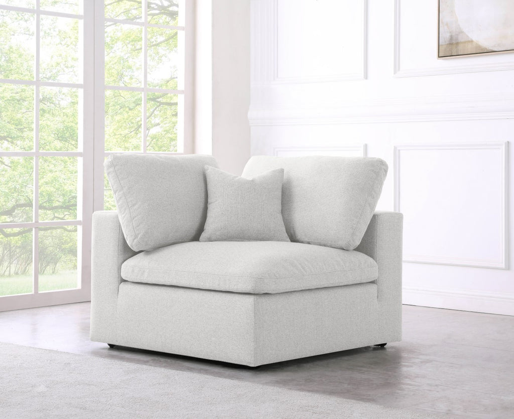 Serene Linen Textured Fabric / Down / Polyester / Engineered Wood Contemporary Cream Linen Textured Fabric Deluxe Cloud-Like Comfort Corner Chair - 40" W x 40" D x 32" H