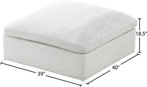 Serene Linen Textured Fabric / Down / Polyester / Engineered Wood Contemporary Cream Linen Textured Fabric Deluxe Cloud-Like Comfort Ottoman - 39" W x 40" D x 18.5" H