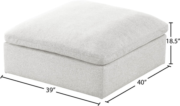 Serene Linen Textured Fabric / Down / Polyester / Engineered Wood Contemporary Cream Linen Textured Fabric Deluxe Cloud-Like Comfort Ottoman - 39" W x 40" D x 18.5" H