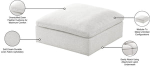 Serene Linen Textured Fabric / Down / Polyester / Engineered Wood Contemporary Cream Linen Textured Fabric Deluxe Cloud-Like Comfort Ottoman - 39" W x 40" D x 18.5" H