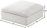 Serene Linen Textured Fabric / Down / Polyester / Engineered Wood Contemporary Cream Linen Textured Fabric Deluxe Cloud-Like Comfort Ottoman - 39" W x 40" D x 18.5" H