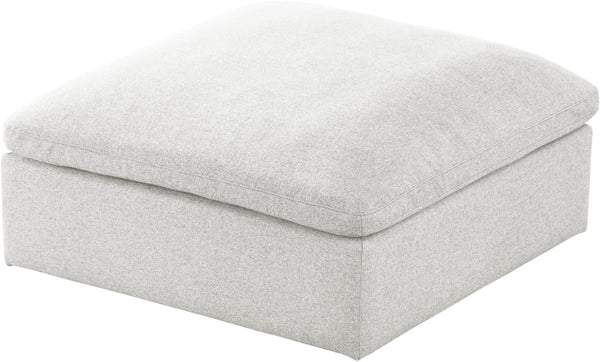 Serene Linen Textured Fabric / Down / Polyester / Engineered Wood Contemporary Cream Linen Textured Fabric Deluxe Cloud-Like Comfort Ottoman - 39" W x 40" D x 18.5" H