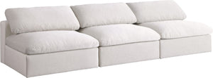 Serene Linen Textured Fabric / Down / Polyester / Engineered Wood Contemporary Cream Linen Textured Fabric Deluxe Cloud-Like Comfort Modular Armless Sofa - 117" W x 40" D x 32" H