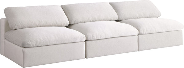 Serene Linen Textured Fabric / Down / Polyester / Engineered Wood Contemporary Cream Linen Textured Fabric Deluxe Cloud-Like Comfort Modular Armless Sofa - 117" W x 40" D x 32" H
