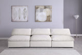 Serene Linen Textured Fabric / Down / Polyester / Engineered Wood Contemporary Cream Linen Textured Fabric Deluxe Cloud-Like Comfort Modular Armless Sofa - 117" W x 40" D x 32" H