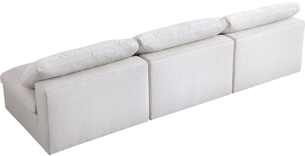 Serene Linen Textured Fabric / Down / Polyester / Engineered Wood Contemporary Cream Linen Textured Fabric Deluxe Cloud-Like Comfort Modular Armless Sofa - 117" W x 40" D x 32" H