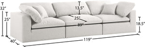 Serene Linen Textured Fabric / Down / Polyester / Engineered Wood Contemporary Cream Linen Textured Fabric Deluxe Cloud-Like Comfort Modular Sofa - 119" W x 40" D x 32" H