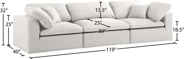 Serene Linen Textured Fabric / Down / Polyester / Engineered Wood Contemporary Cream Linen Textured Fabric Deluxe Cloud-Like Comfort Modular Sofa - 119" W x 40" D x 32" H
