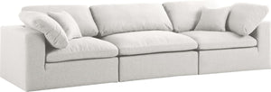 Serene Linen Textured Fabric / Down / Polyester / Engineered Wood Contemporary Cream Linen Textured Fabric Deluxe Cloud-Like Comfort Modular Sofa - 119" W x 40" D x 32" H