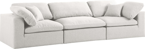 Serene Linen Textured Fabric / Down / Polyester / Engineered Wood Contemporary Cream Linen Textured Fabric Deluxe Cloud-Like Comfort Modular Sofa - 119" W x 40" D x 32" H